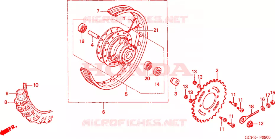 ROUE ARRIERE Honda MOTO 70 CRF 2007  CRF70F7