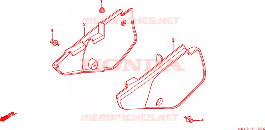 COUVERCLES LATERAUX Honda MOTO 70 XR 2002  XR70R2