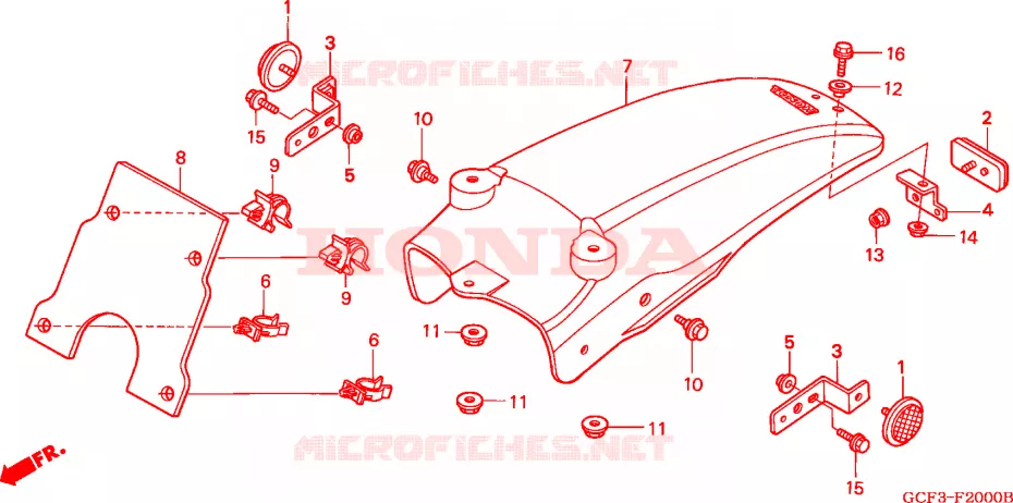 GARDE-BOUE ARRIERE Honda MOTO 70 XR 2000  XR70RY