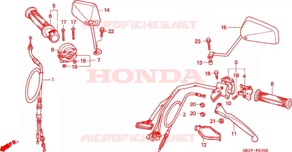 LEVIER DE GUIDON - CABLE - COMMODO Honda MOTO 50 NSR 1995  NSR50FS