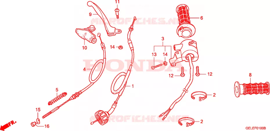 LEVIER DE GUIDON - CABLE - COMMODO Honda MOTO 50 CRF 2006  CRF50F6