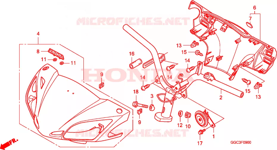 GUIDON - CARENAGE Honda SCOOTER 110 SPACY 2010  SCR1101WHA