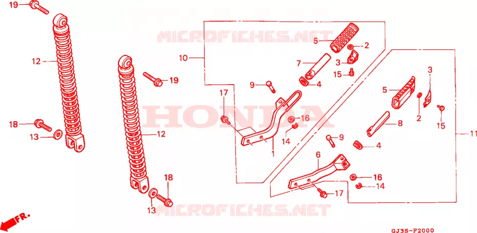 AMORTISSEUR - REPOSE PIEDS ARRIERE Honda SCOOTER 50 SCOOPY 1995  SH50DS
