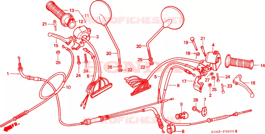 LEVIER DE GUIDON - CABLE - COMMODO Honda SCOOTER 75 SH 1987  SH75H