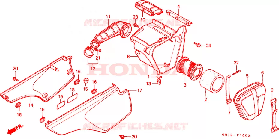 FILTRE A AIR - COUVERCLE LATERAL Honda MOTO 80 XR 1990  XR80RL