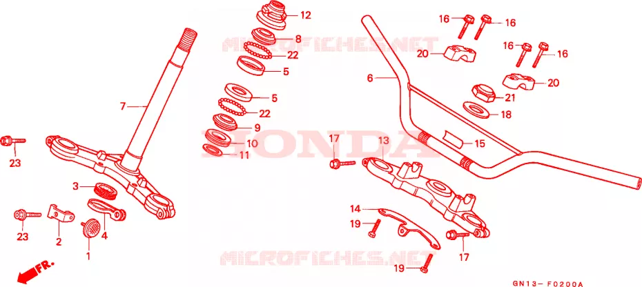 GUIDON - TE DE FOURCHE Honda MOTO 80 XR 1993  XR80RP