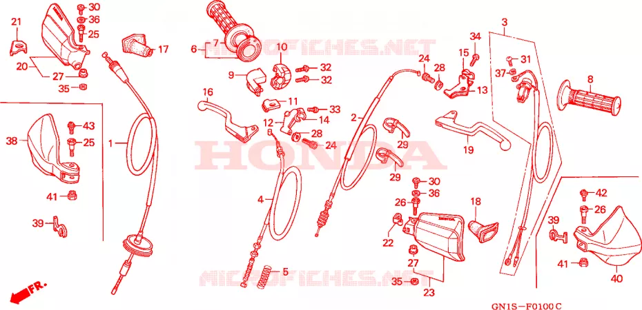 LEVIER DE GUIDON - CABLE - COMMODO Honda MOTO 80 XR 1995  XR80RS