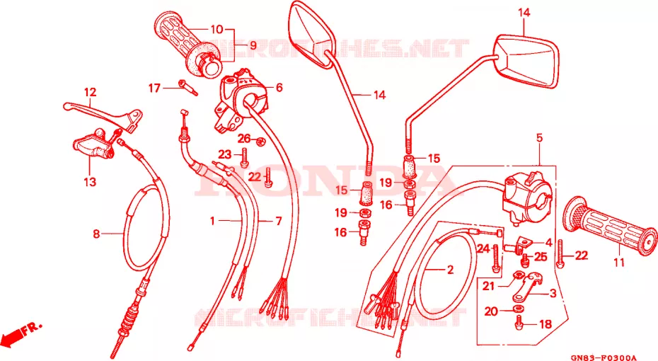 LEVIER DE GUIDON - CABLE - COMMODO Honda MOTO 90 CUB 1993  C90MP