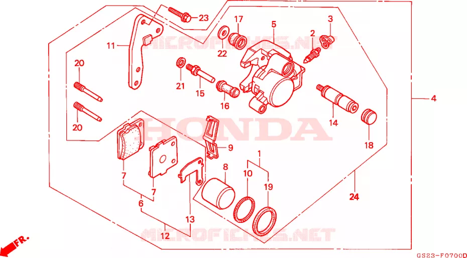 ETRIER DE FREIN AVANT Honda MOTO 80 CR 1992  CR80RN