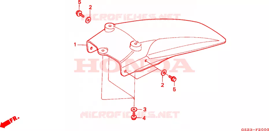 GARDE-BOUE ARRIERE Honda MOTO 80 CR 1992  CR80RN