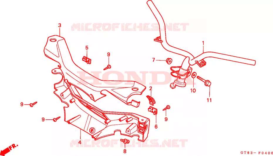 GUIDON - CARENAGE Honda MOTO 50 WALLAROO 1990  PK50SML