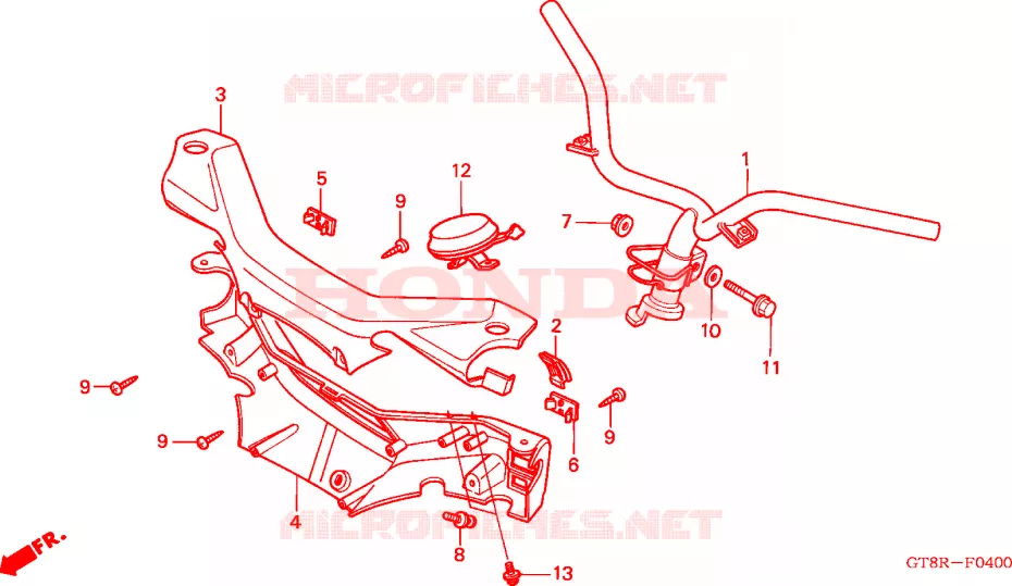GUIDON - CARENAGE Honda MOTO 50 WALLAROO 1994  PK50R