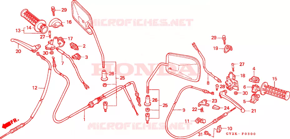 LEVIER DE GUIDON - CABLE - COMMODO Honda SCOOTER 75 VISION 1989  SA75K