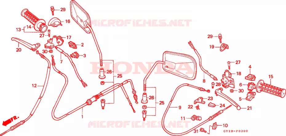 LEVIER DE GUIDON - CABLE - COMMODO Honda SCOOTER 75 VISION 1991  SA75M