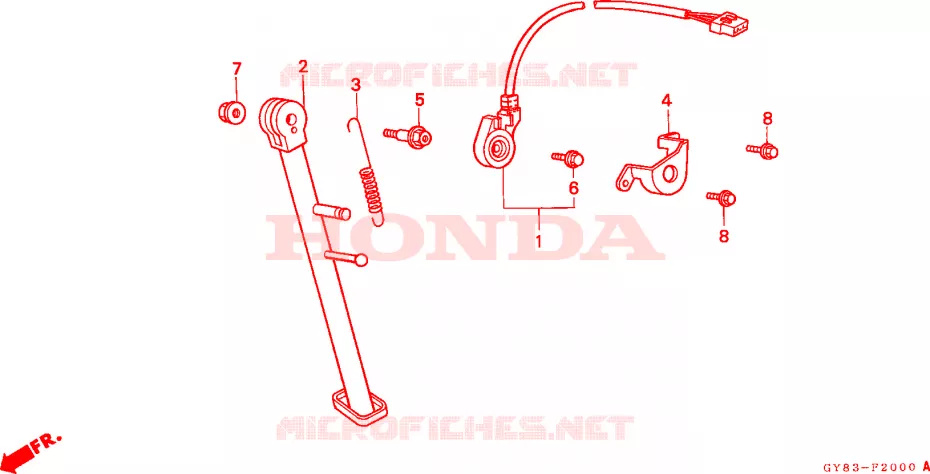 BEQUILLE LATERALE Honda MOTO 75 CRM 1993  CRM75RP