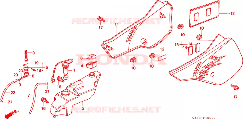 COUVERCLE LATERAL - RESERVOIR D'HUILE Honda MOTO 75 CRM 1993  CRM75RP