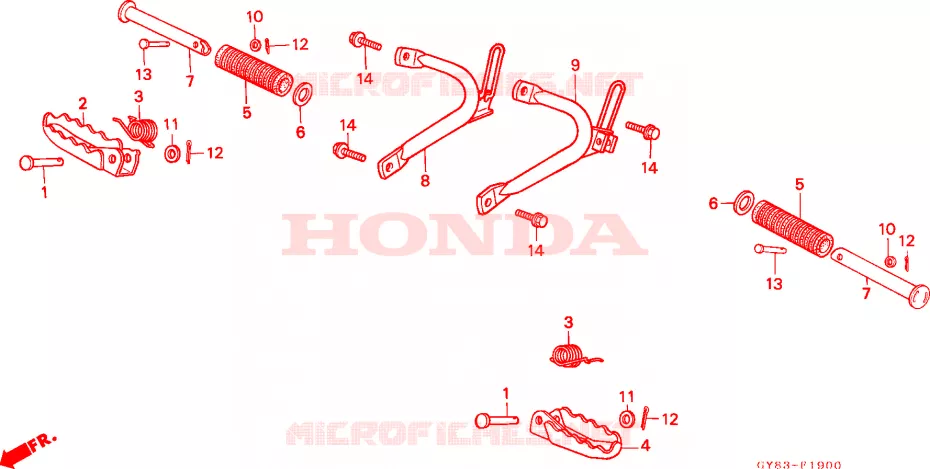 REPOSE PIED Honda MOTO 75 CRM 1990  CRM75RL