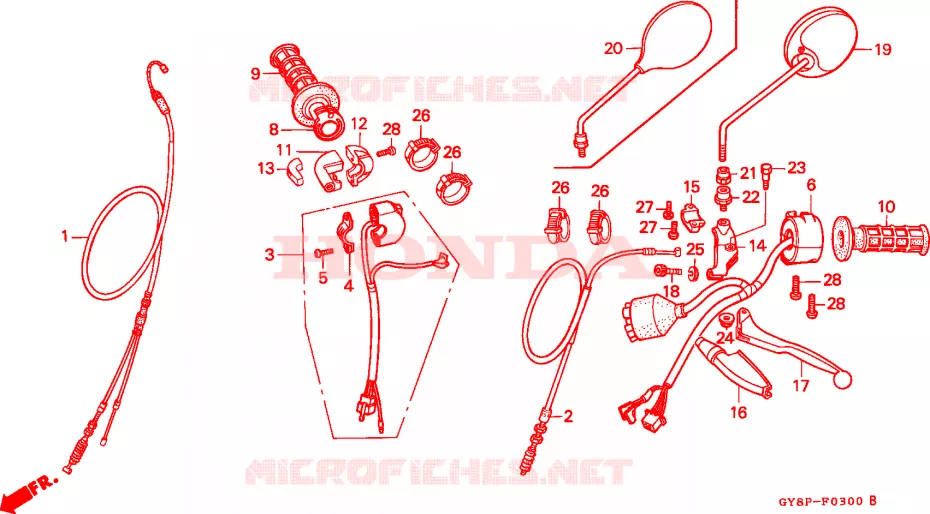 LEVIER DE GUIDON - CABLE - COMMODO Honda MOTO 50 CRM 1994  CRM50RR