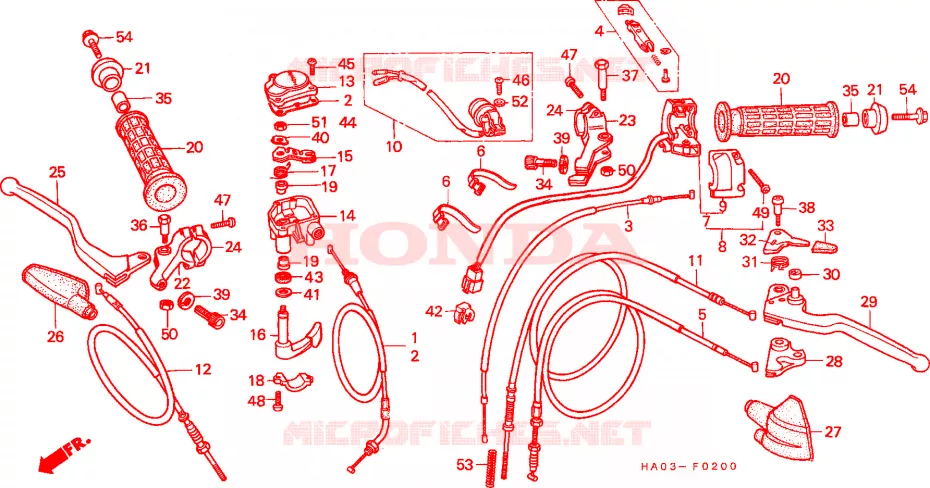 LEVIER DE GUIDON - CABLE - COMMODO Honda ATV 250 ATC 1988  ATC250ESJ_U