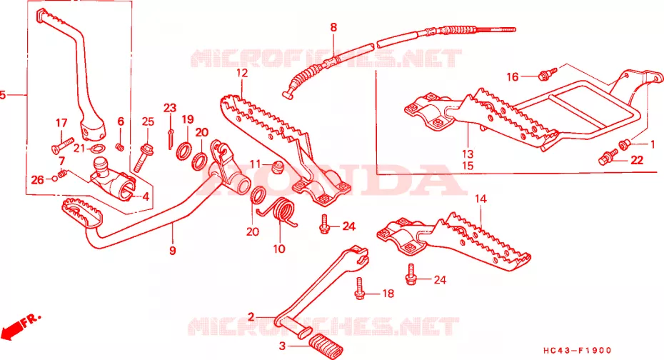 REPOSE PIED - PEDALE Honda ATV 300 FOURTRAX 1990  TRX300L