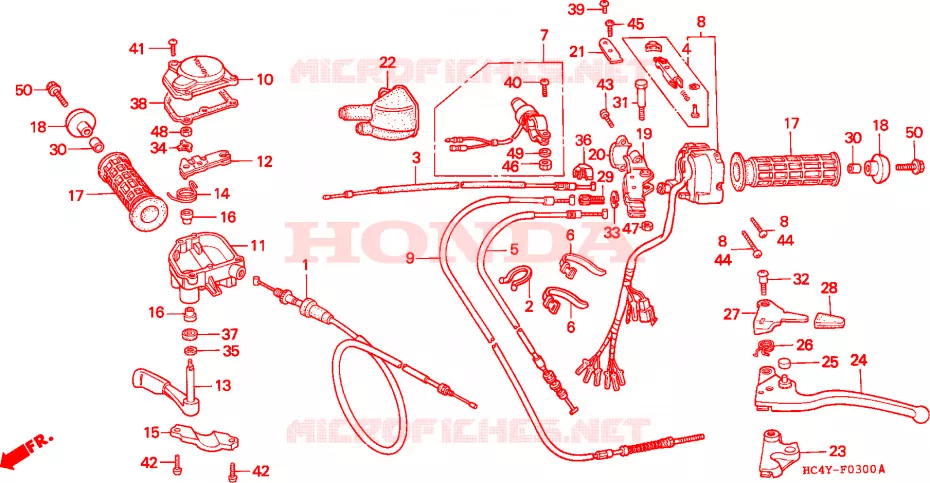 CABLES - COMMODOS - LEVIERS - POIGNEES Honda ATV 300 FOURTRAX 1994  TRX300FWR