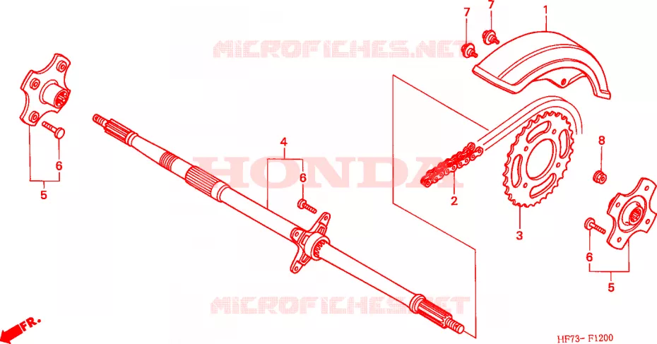 ARBRE DE ROUE ARRIERE Honda ATV 90 FOURTRAX 2005  TRX905