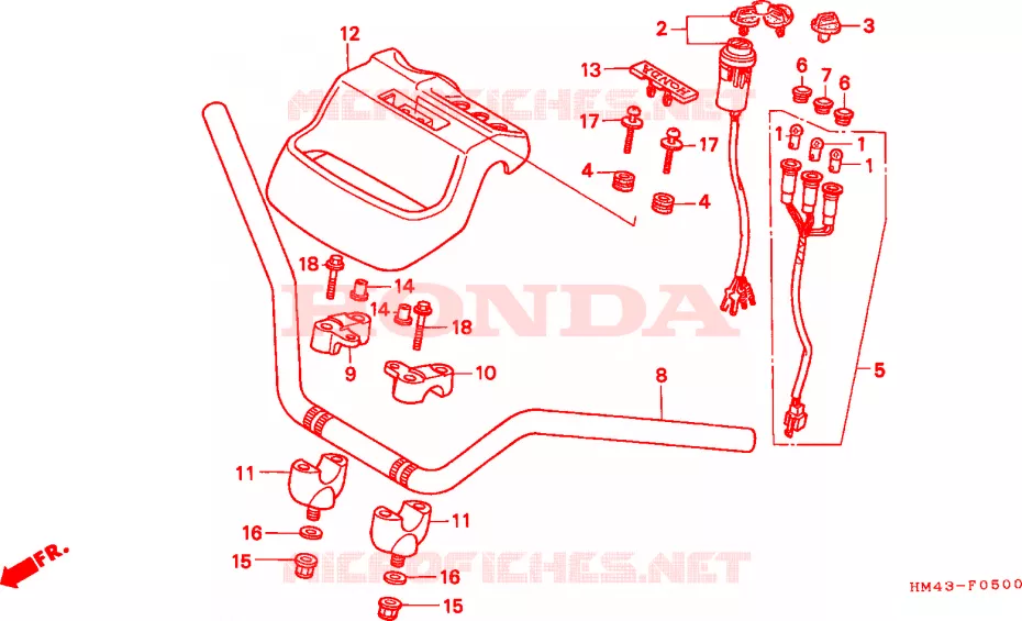 GUIDON - CARENAGE Honda ATV 300 FOURTRAX 1997  TRX300FWV