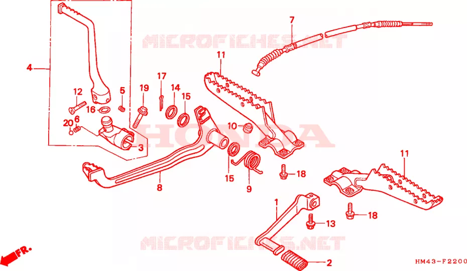 REPOSE PIED - PEDALE Honda ATV 300 FOURTRAX 1996  TRX300T