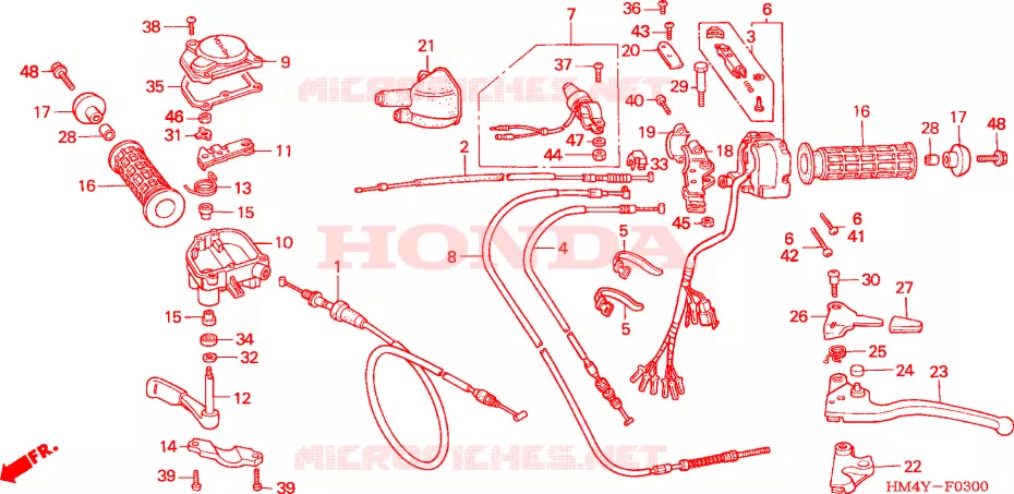 CABLES - COMMODOS - LEVIERS - POIGNEES Honda ATV 300 FOURTRAX 2000  TRX300FWY