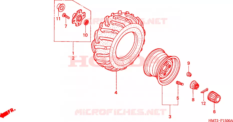 ROUE ARRIERE Honda ATV 400 FOURTRAX 1995  TRX400FWS