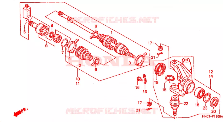 ARBRE DE ROUE  Honda ATV 450 FOURTRAX 2000  TRX450SY