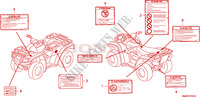 ETIQUETTE DE PRECAUTIONS (TRX500FA5/6/7/8) pour Honda FOURTRAX 500 FOREMAN RUBICON Hydrostatic de 2006