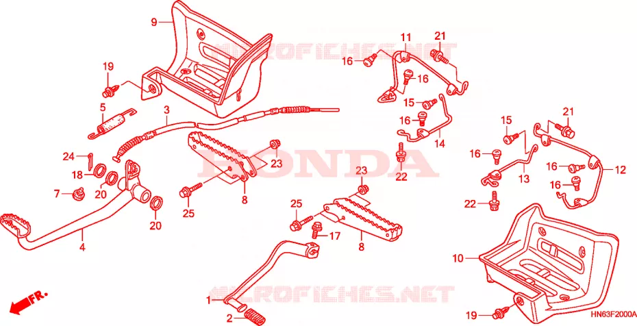 PEDALE - REPOSE PIED (TRX250EX1/2/3/4/5) Honda ATV 250 FOURTRAX 2004  TRX250EX4