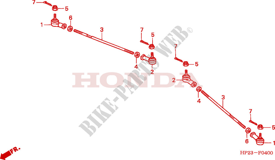BARRE DE DIRECTION pour Honda SPORTRAX TRX 90 EX de 2007