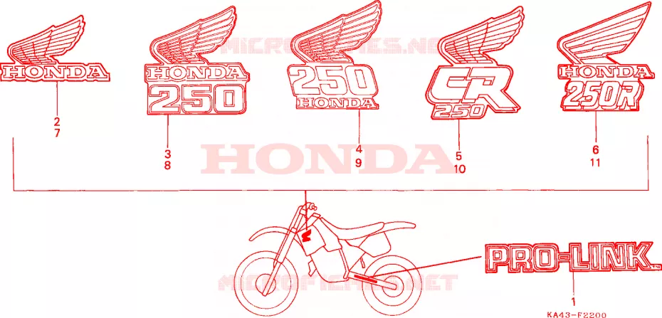 AUTOCOLLANTS Honda MOTO 250 CR 1985  CR250RF
