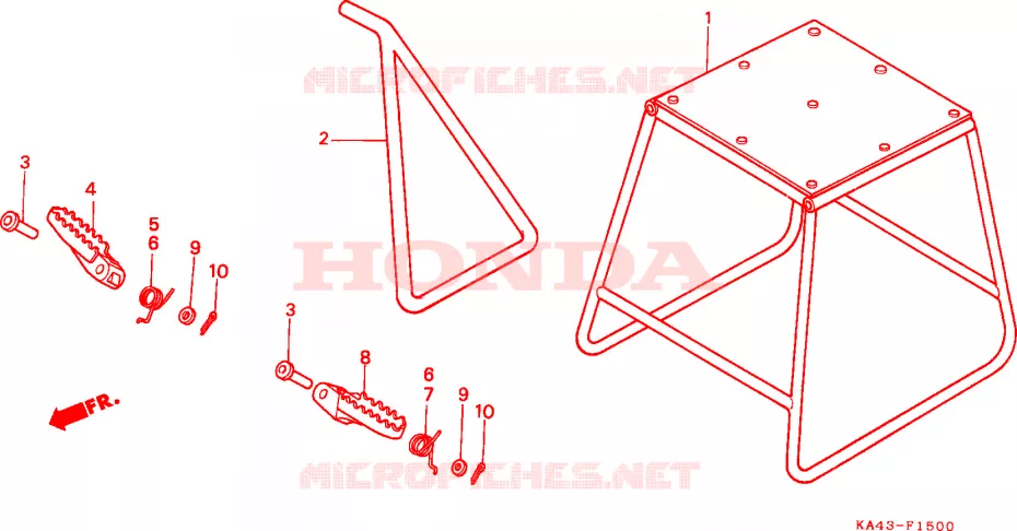 BEQUILLE - REPOSE PIEDS Honda MOTO 250 CR 1989  CR250RK