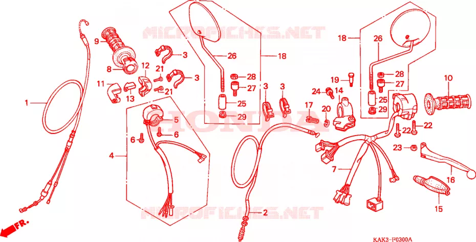 LEVIER DE GUIDON - CABLE - COMMODO Honda MOTO 125 CRM 1991  CRM125RM