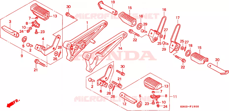 REPOSE PIED Honda MOTO 250 CB 2001  CB250Y