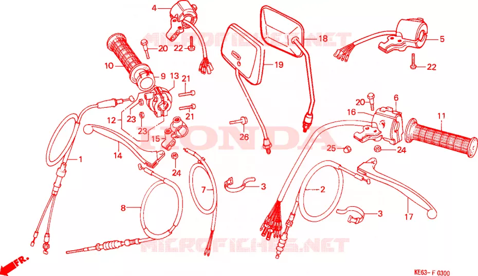 LEVIER DE GUIDON - CABLE - COMMODO Honda MOTO 100 other-models 1984  H100SD