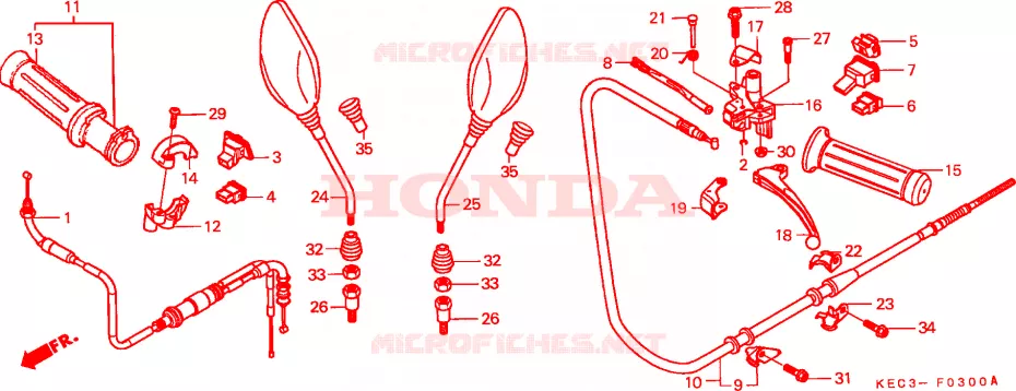 LEVIER DE GUIDON - CABLE - COMMODO Honda SCOOTER 100 SH 2000  SH100Y