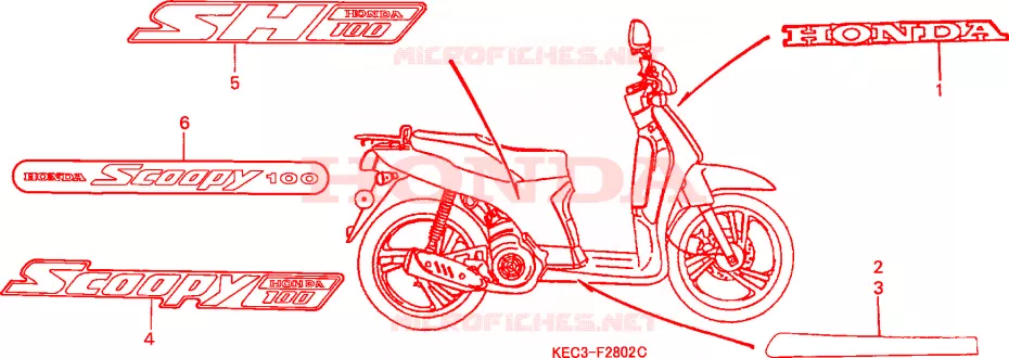MARQUE/RAYURE(3) Honda SCOOTER 100 SCOOPY 2000  SH100Y