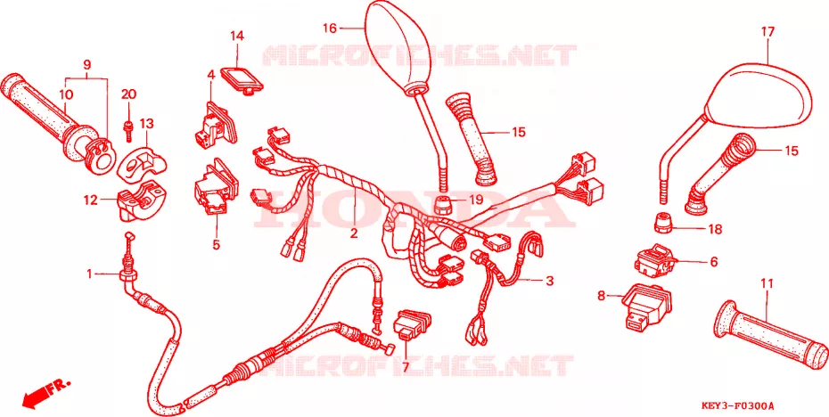 COMMODO - LEVIER - CABLE Honda SCOOTER 150 PANTHEON 2001  FES1501