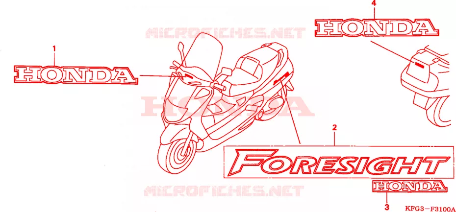 AUTOCOLLANTS Honda SCOOTER 250 FORSIGHT 1998  FES250W