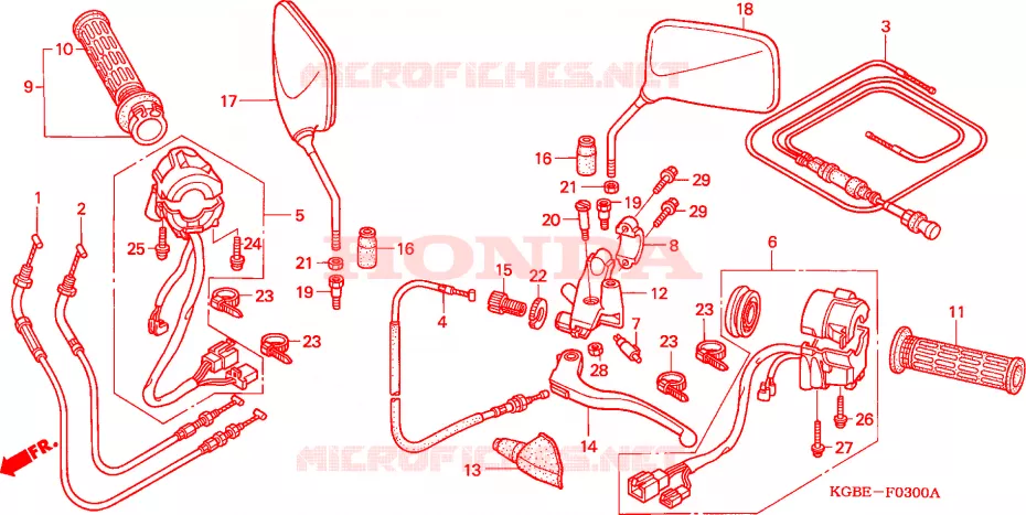 LEVIER DE GUIDON - CABLE - COMMODO Honda MOTO 125 SHADOW 2004  VT125C4