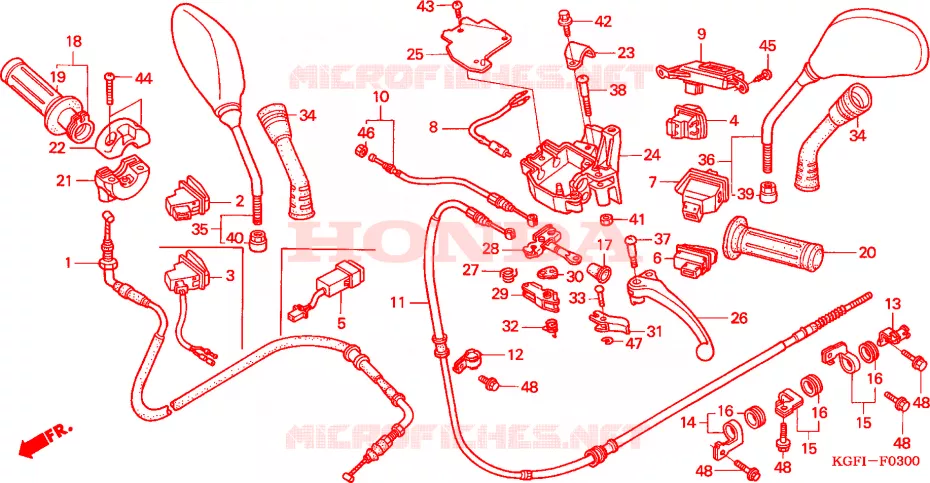 LEVIER DE GUIDON - CABLE - COMMODO Honda SCOOTER 150 AROBASE 2005  NES1505