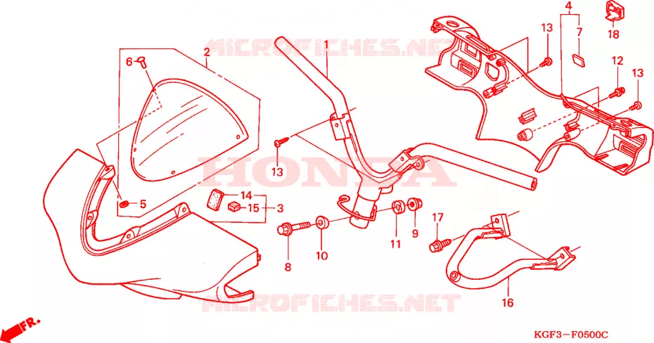 GUIDON - CARENAGE Honda SCOOTER 125 NES 2003  NES1253