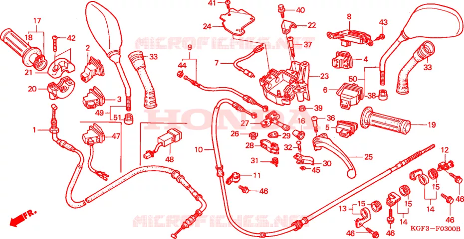 LEVIER DE GUIDON - CABLE - COMMODO Honda SCOOTER 125 NES 2003  NES1253