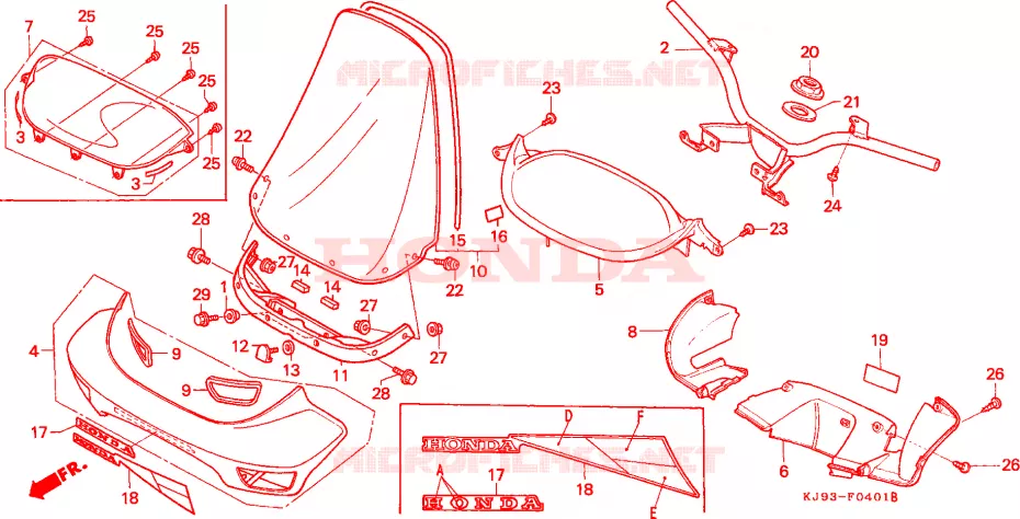 TUYAU DE GUIDON/REVETEMENT DE GUIDON(CH125J/L/M/N/P/R) Honda SCOOTER 125 SPACY 1991  CH125M