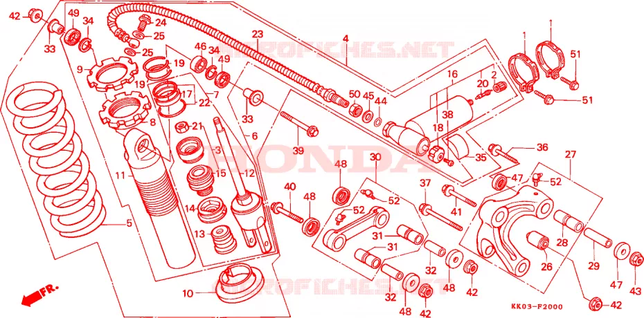 COUSSIN ARRIERE(1) Honda MOTO 200 XR 1985  XR200RF