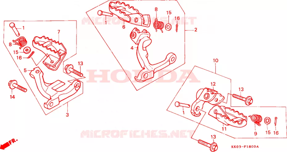 REPOSE PIED Honda MOTO 200 XR 1990  XR200RL